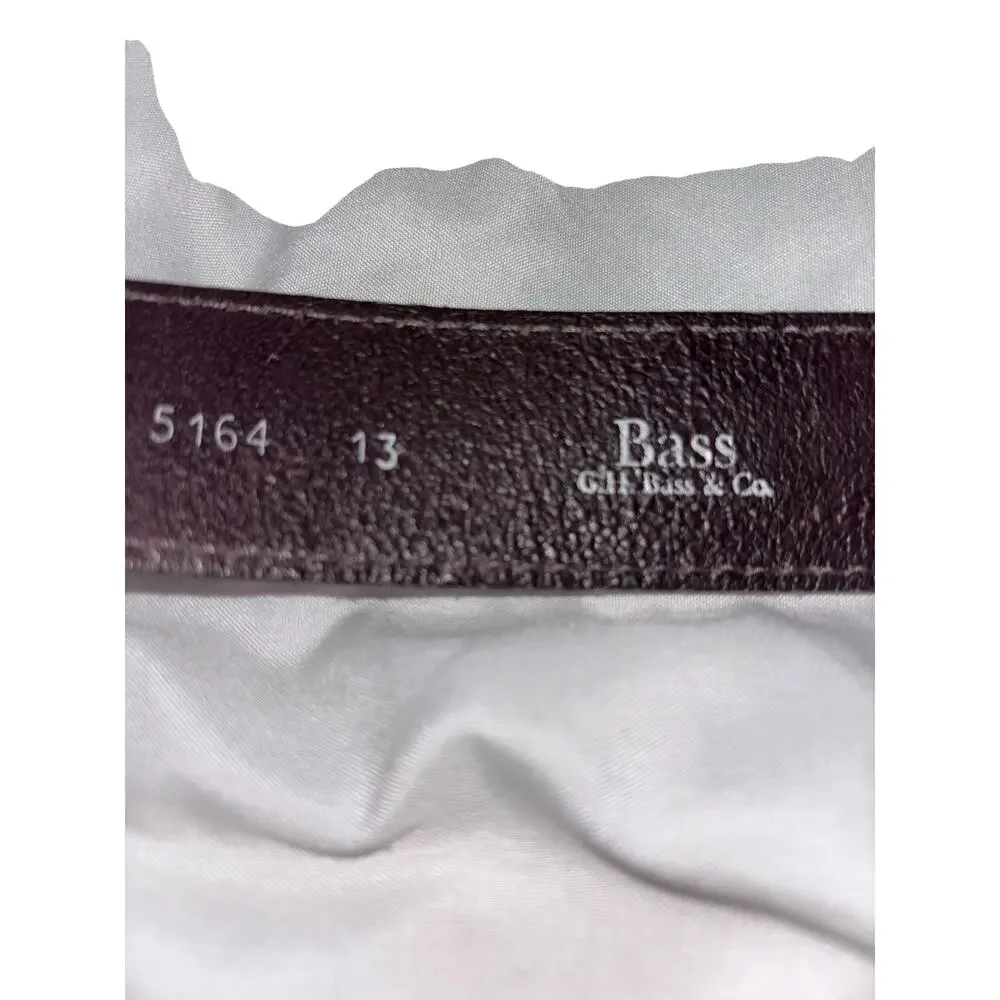 Bass Genuine Leather Belt Size 38 Brown Pebbled ilver Tone Belt Has Wear